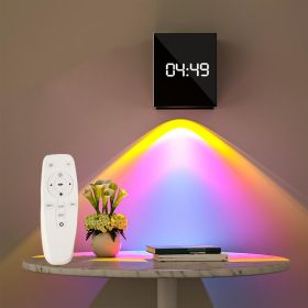 Sunset Bedroom Wall Decoration Light Projection Clock (Option: Black-With clock-USB)