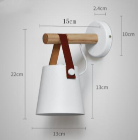 Bedroom Wooden Belt Iron Wall Lamp (Option: White-Excluding light source)