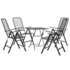 5 Piece Patio Dining Set Expanded Metal Mesh Anthracite