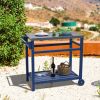 Outdoor Prep Cart Dining Table for Pizza Oven;  Patio Grilling Backyard BBQ Grill Cart