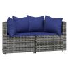 Patio Corner Sofas with Cushions 2 pcs Gray Poly Rattan