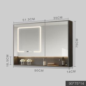 Smart Cabinet With Led Lights Anti-fog Hanging Wall Type Toilet Dressing Bathroom Combination Mirror (Option: Grey-90cm)