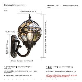 Waterproof Balcony Courtyard Living Room Bedroom Stairs Corridor Aisle Wall Lamp (Option: Large Black)