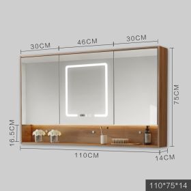 Smart Cabinet With Led Lights Anti-fog Hanging Wall Type Toilet Dressing Bathroom Combination Mirror (Option: Wood color-110cm)