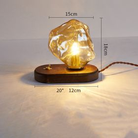 Ice Table Lamp Bedside Decoration Small Night Light (Option: Amber lampshade-Tricolor light-220V US)